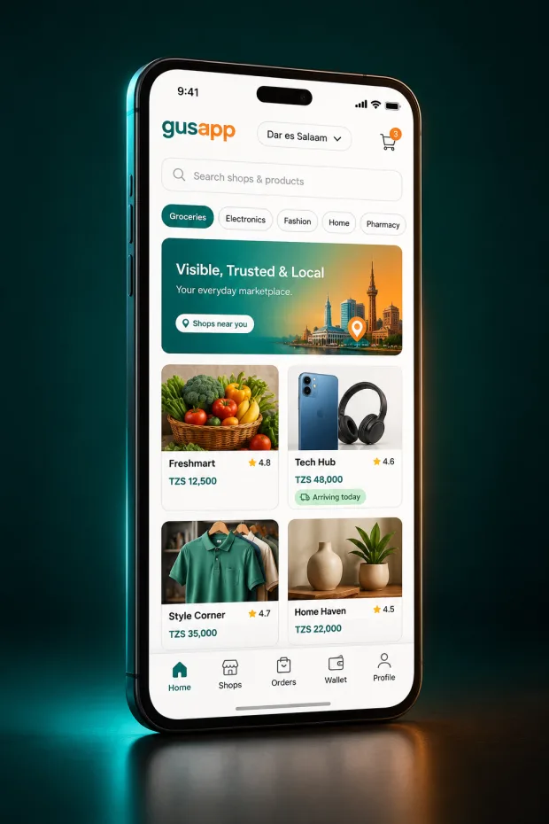 Browsing shops and products on gusapp